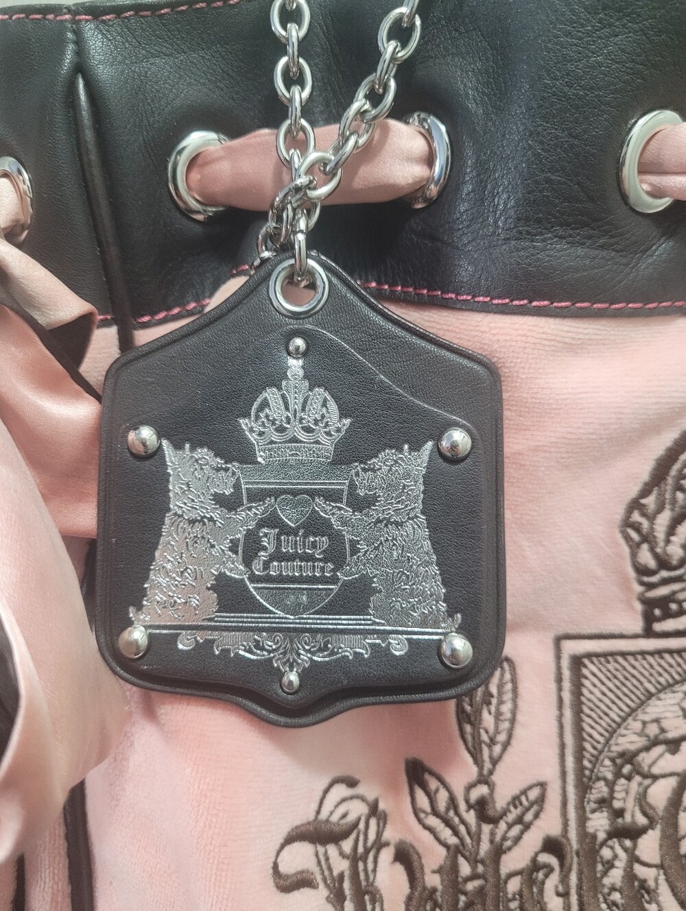 Juicy Couture Daydreamer Pink/Brown Velour Vintage Y2K Bag - Picture 3 of 16